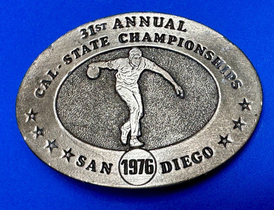 31st State Annual California Championship San Diego 1976 Bowling Belt Buckle