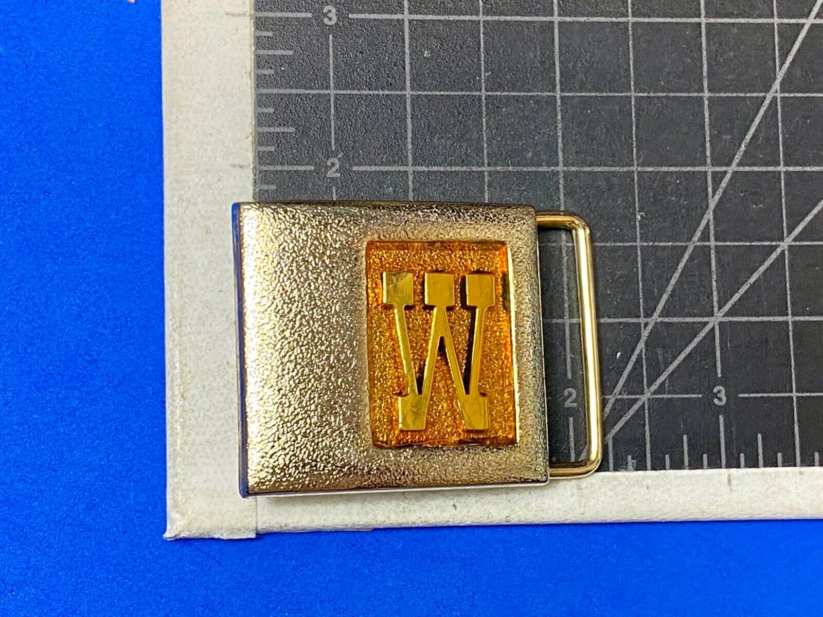 Vintage Lee Belt Buckle Monogrammed W Initial Letter Goldtone NY USA 1970s