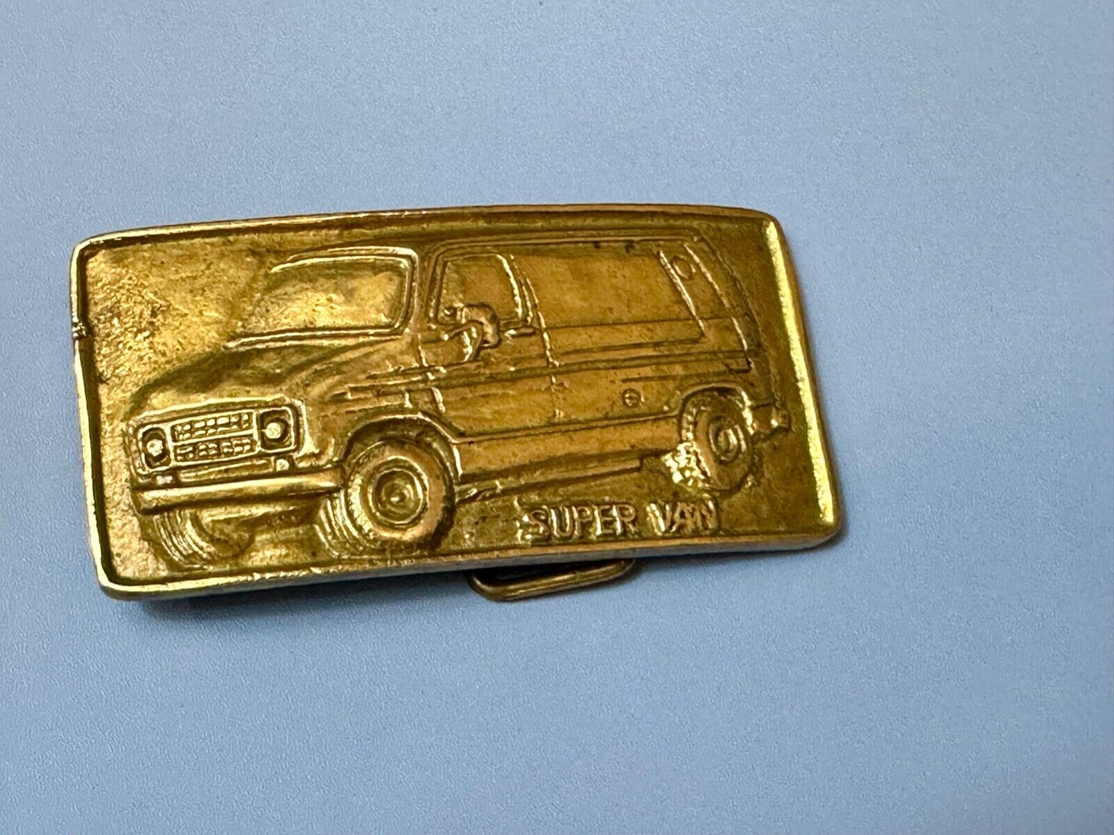 70s Super Van Solid Brass Belt Buckle Chevy Ford Hippy Style and Retro