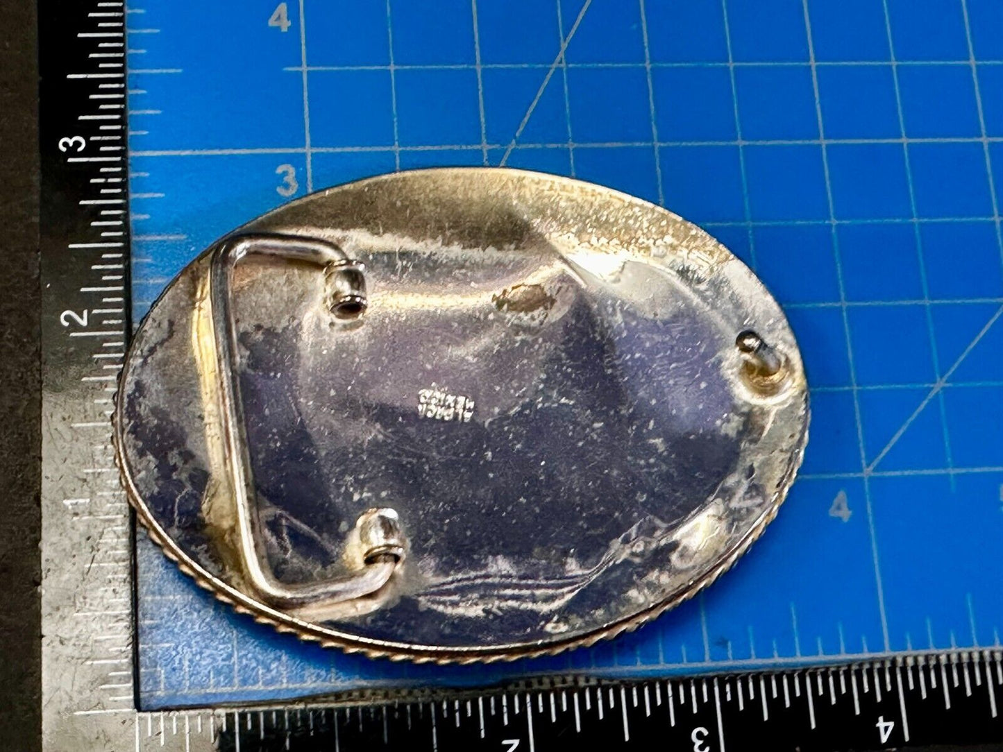 American Flying Hunting Eagle Abalone Shell Chunks Alpaca Mexico Belt Buckle