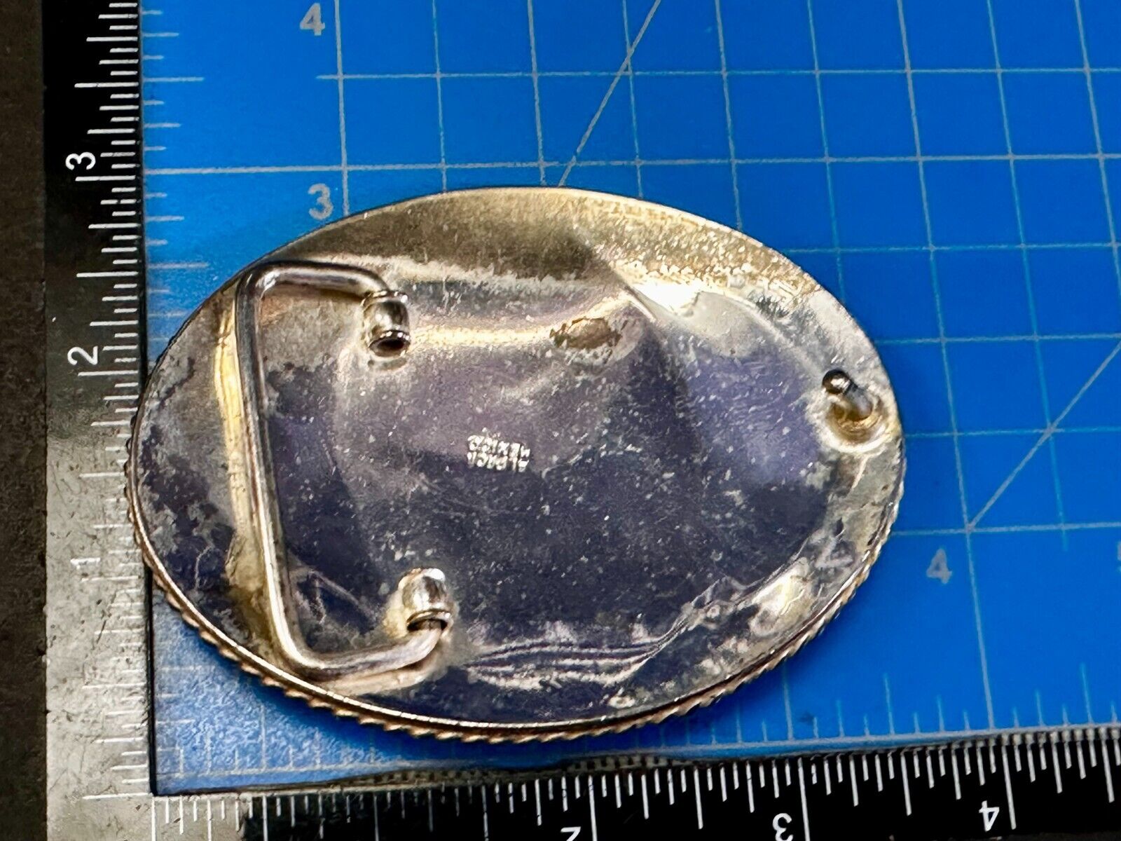 American Flying Hunting Eagle Abalone Shell Chunks Alpaca Mexico Belt Buckle