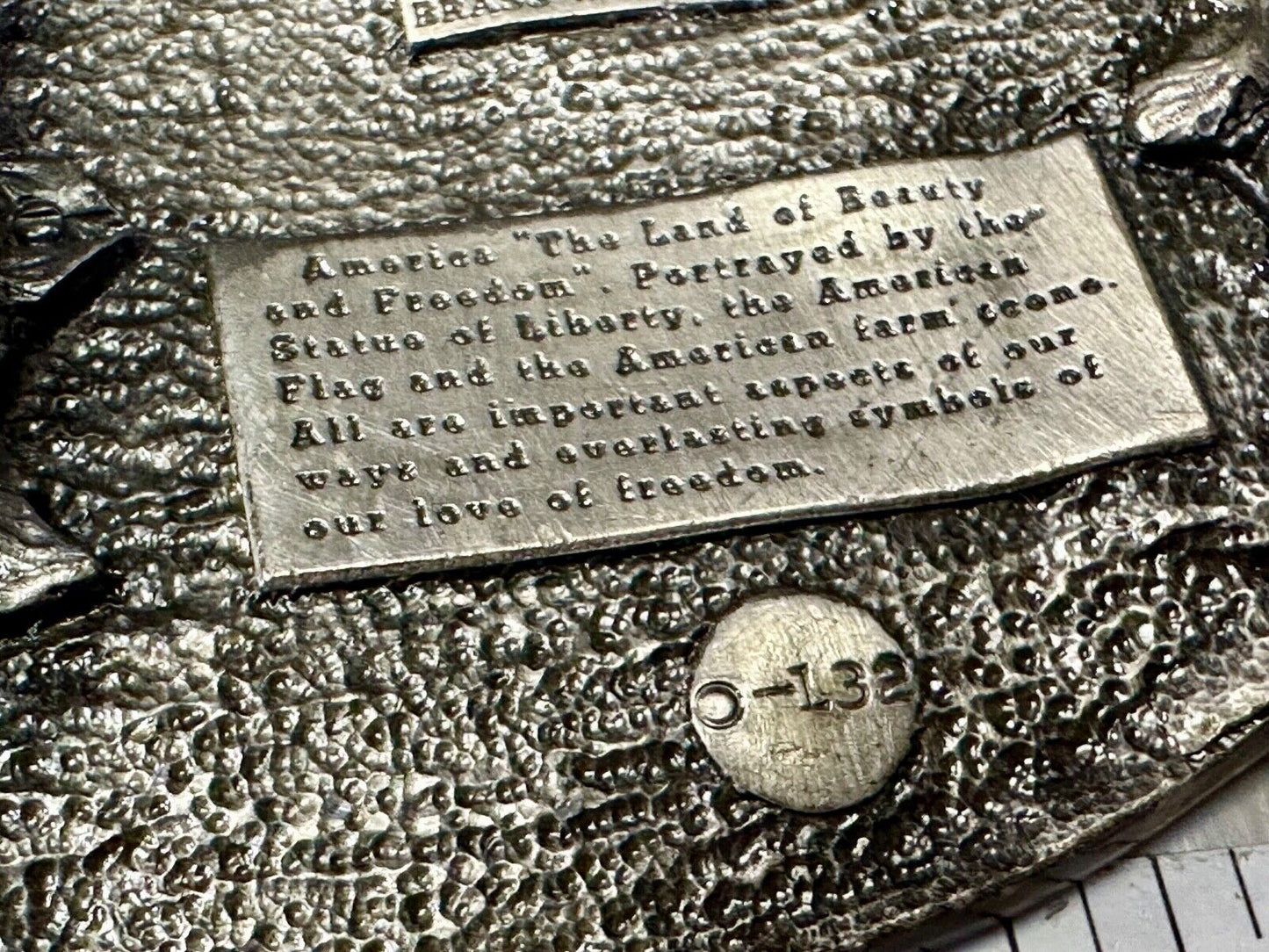 America the beautiful Patriotic United States Vintage 1983 Bergamot belt buckle
