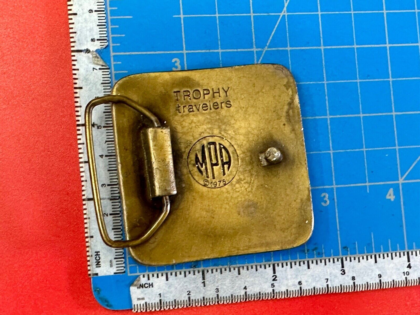 Trophy Travelers vintage Promo Company Advertising MPA 1975 belt buckle
