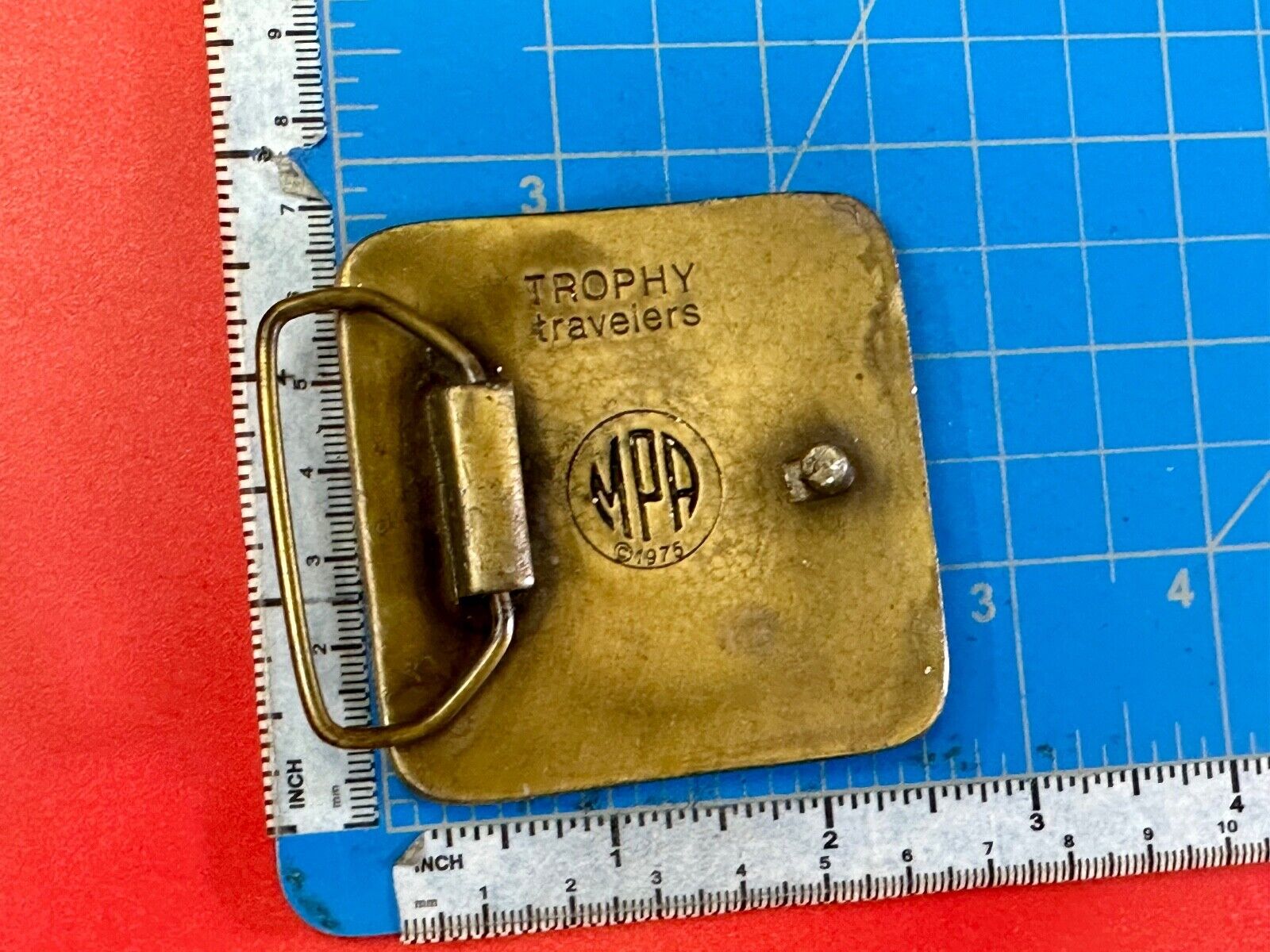 Trophy Travelers vintage Promo Company Advertising MPA 1975 belt buckle