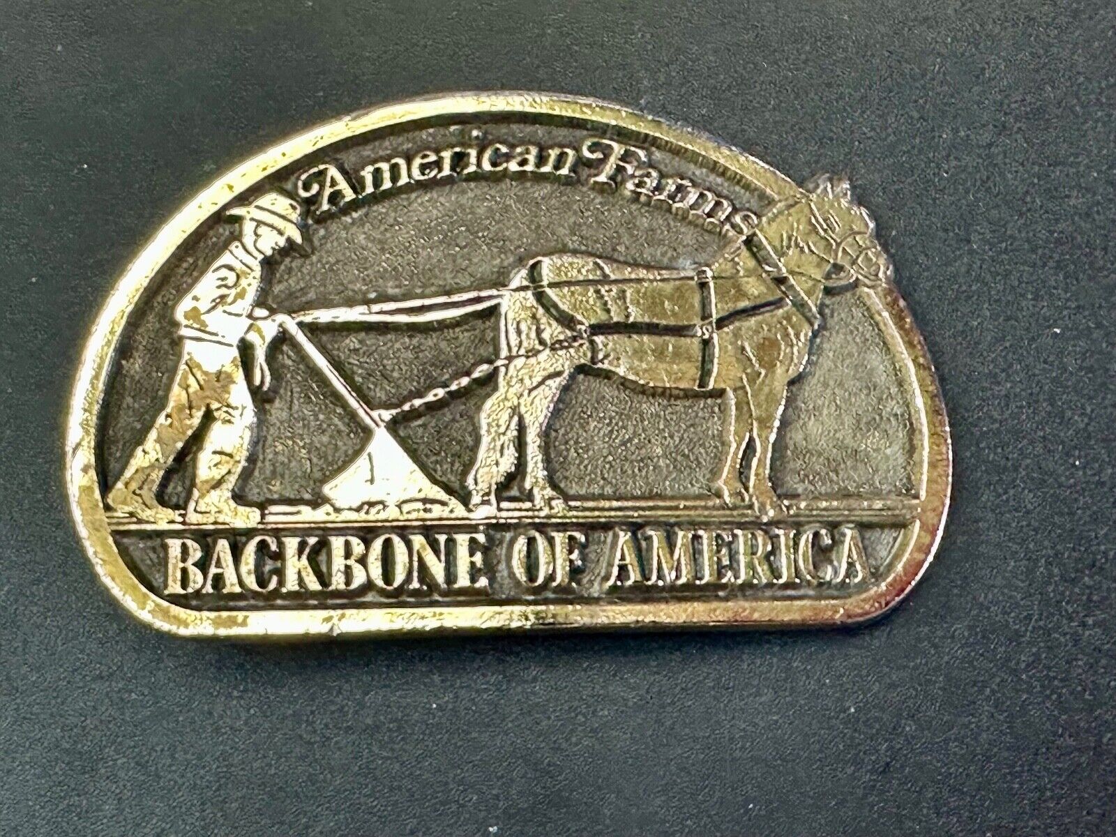 American Farm's, The Backbone of America - Patriotic Farm Theme Vtg. belt buckle