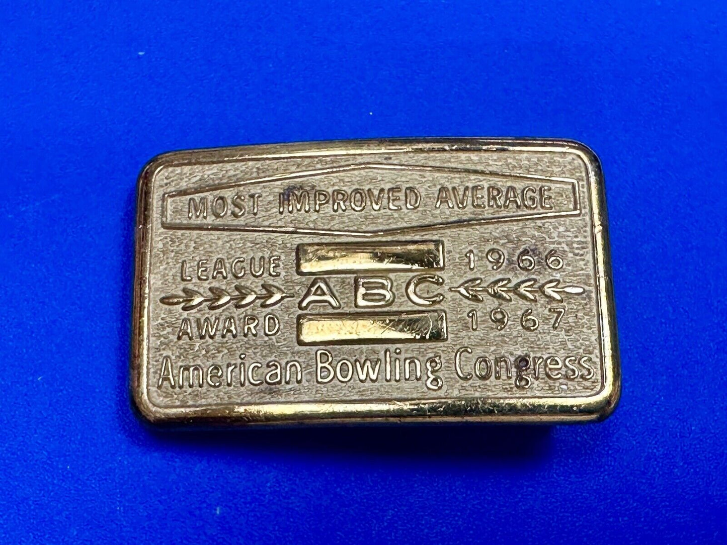 1966 - 67  MOST IMPROVED BOWLING AVERAGE - BLANK -  BELT BUCKLE ABC LEAGUE AWARD