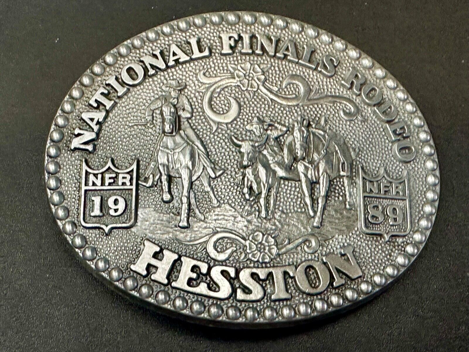 1989 National Finals Rodeo NFR Award Design Medals Belt Buckle