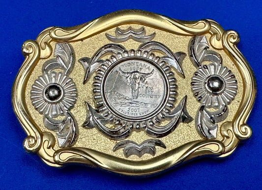 2007 Montana State Quarter Dollar Coin Big Sky Country in quality belt buckle