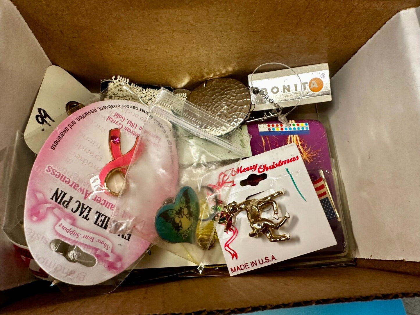 Around 50 Brooches &Pin's In Packaging Resale Bulk Lot, Junk Drawer Grab Bag