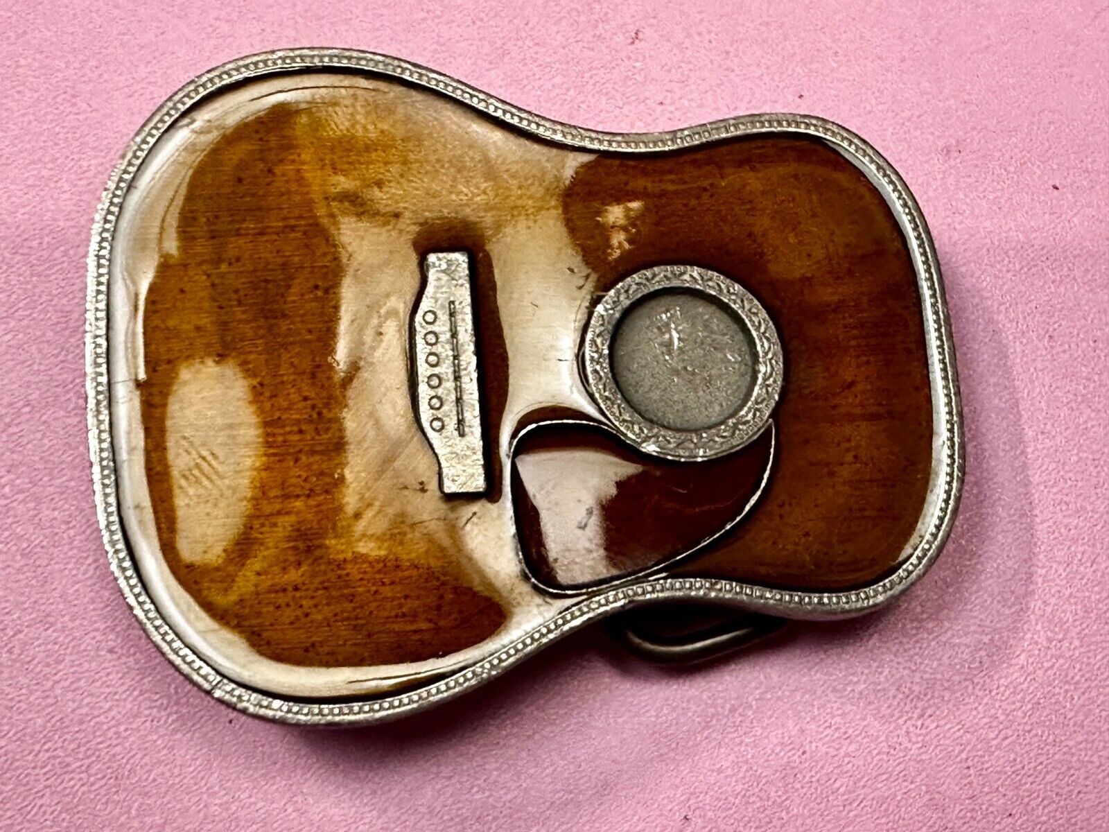 Acoustic Guitar Body Shaped Music Realistic Brown Bergamot N-261 Belt Buckle