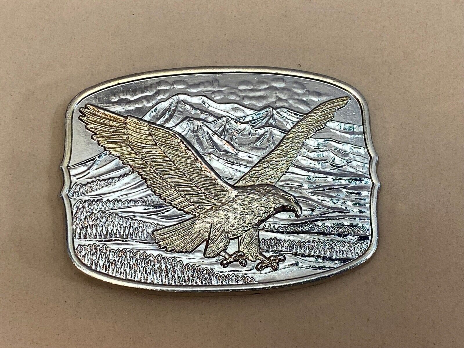 American Eagle Against Mountains Metal Numbered Belt Buckle Country Western
