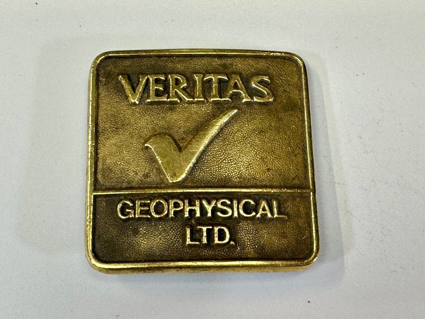 Veritas Geophysical Ltd CGG Alberta Canada vintage adverting belt buckle