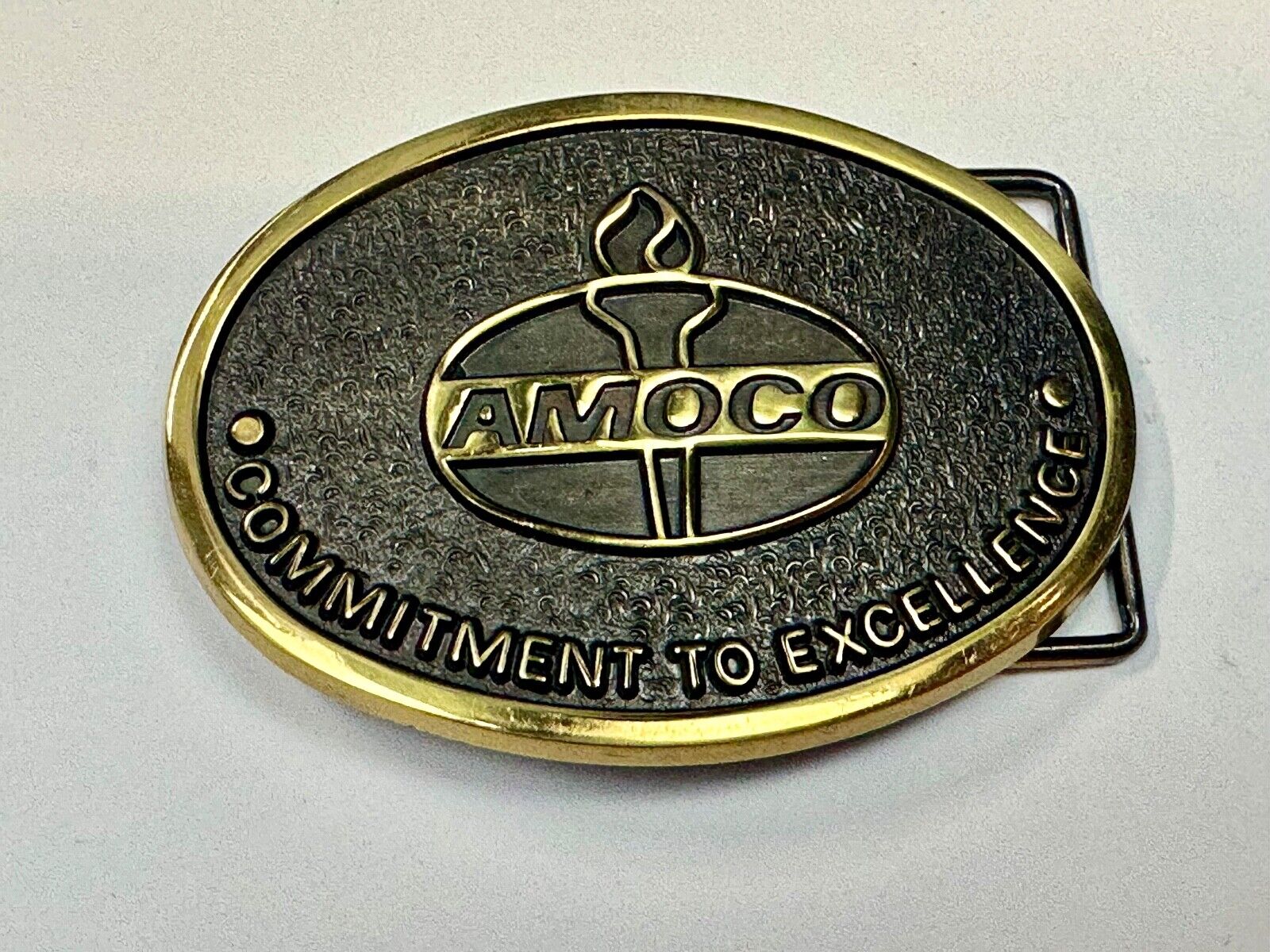 AMOCO Gas Fuel Oil - Committed to Excellence solid brass belt buckle by Jadco