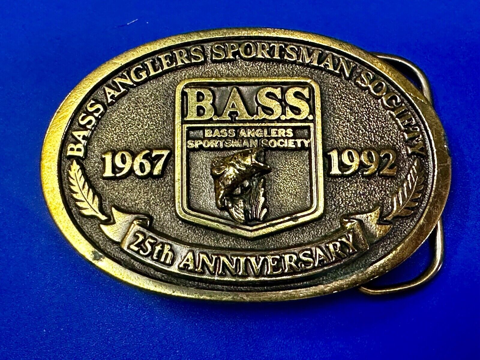 1992 BASS Anglers Sportsman Society Sport Fishing Fishermans 25th yr Belt Buckle