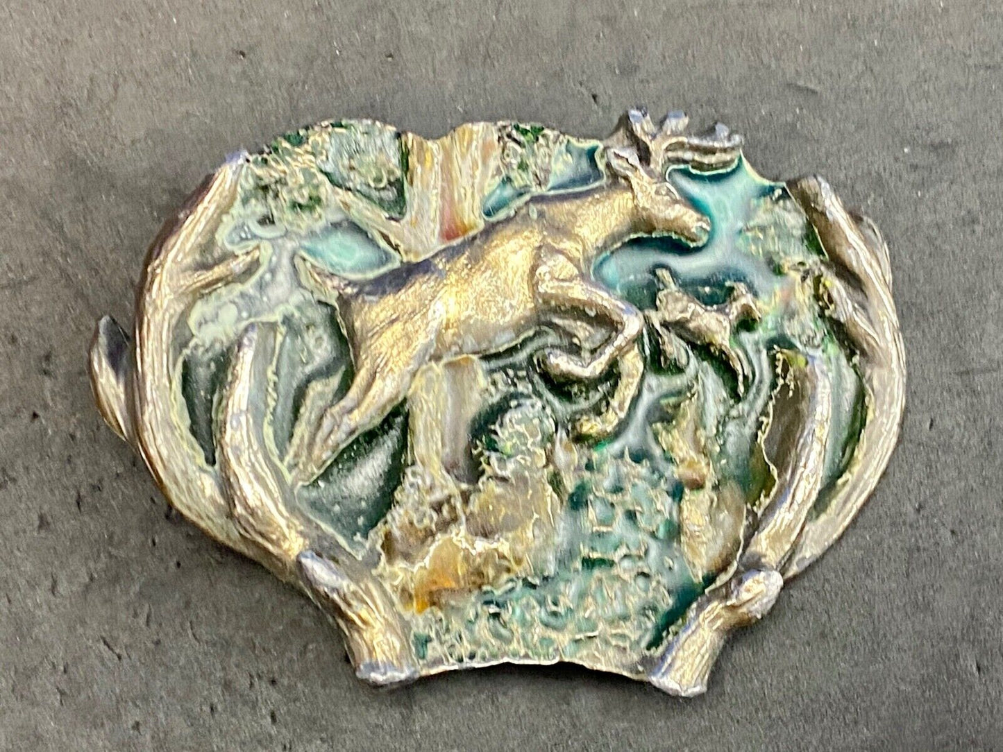Vintage 1982 Jumping Deer - The great American belt buckle Company 