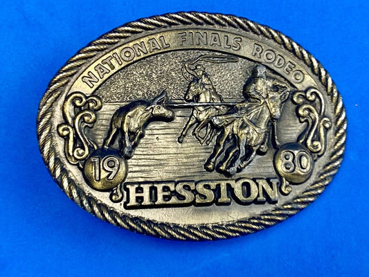 1980 NFR National Finals Rodeo Hesston Adult Cowboy Collectors Belt Buckle