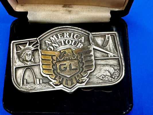 America On Tour GL Honda Gold Wing Motorcycle Tour Brookfield Belt Buckle