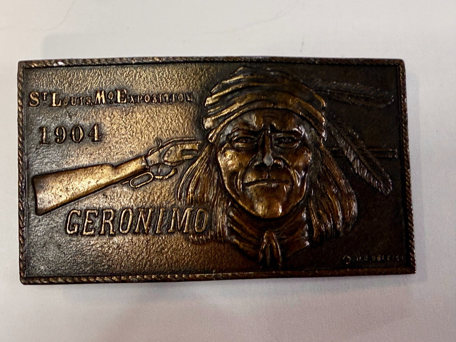 1904 St. Louis Exposition GERONIMO Native American Indian Bergamot Belt Buckle
