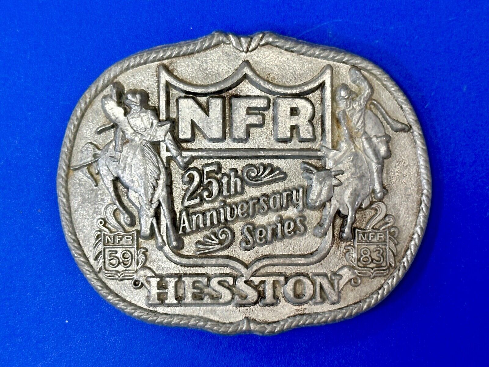 1983 Hesston National Finals Rodeo 25th Anniversary Adult Collectors Belt Buckle