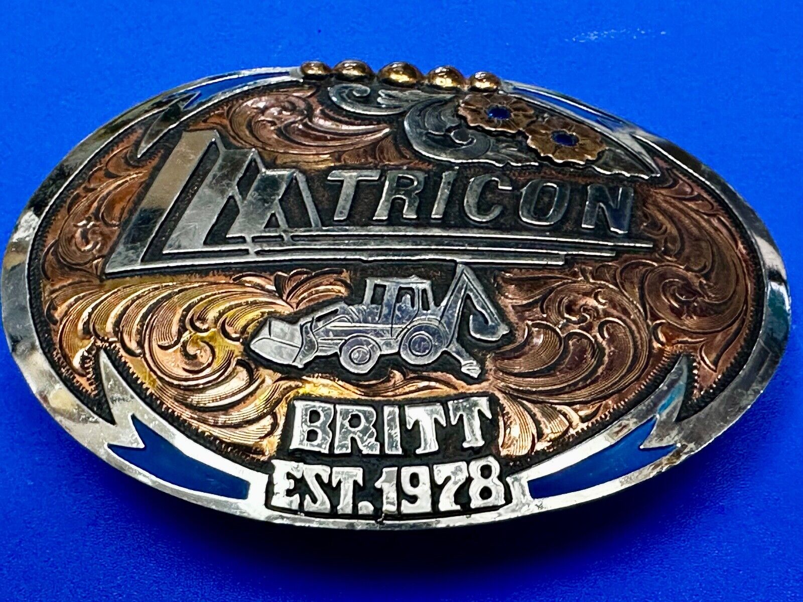 Tricon Bruitt Construction Equipment Trophy Award Belt Buckle by Red Bluff - war