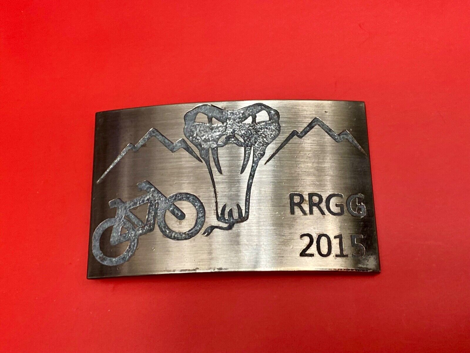 Used 2015 RRGG Mountain Bike Belt Buckle Viper Logo Event Trail Ride Race BMX