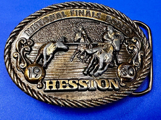 1980 Hesston NFR National Finals Rodeo Cowboys Western Belt Buckle