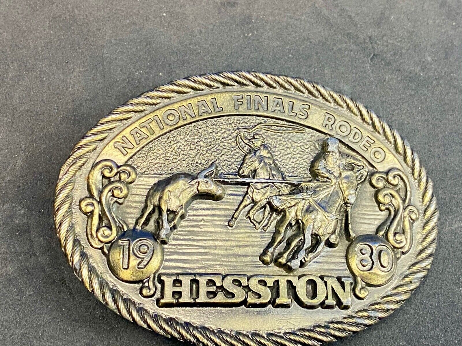 1980 NFR National Finals Rodeo Hesston Adult Cowboy Collectors Belt Buckle