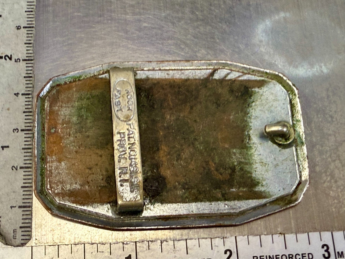 Three Letter AAA Logo Symbol Unknown? WOW Co Antique Hook-Fast Belt Buckle