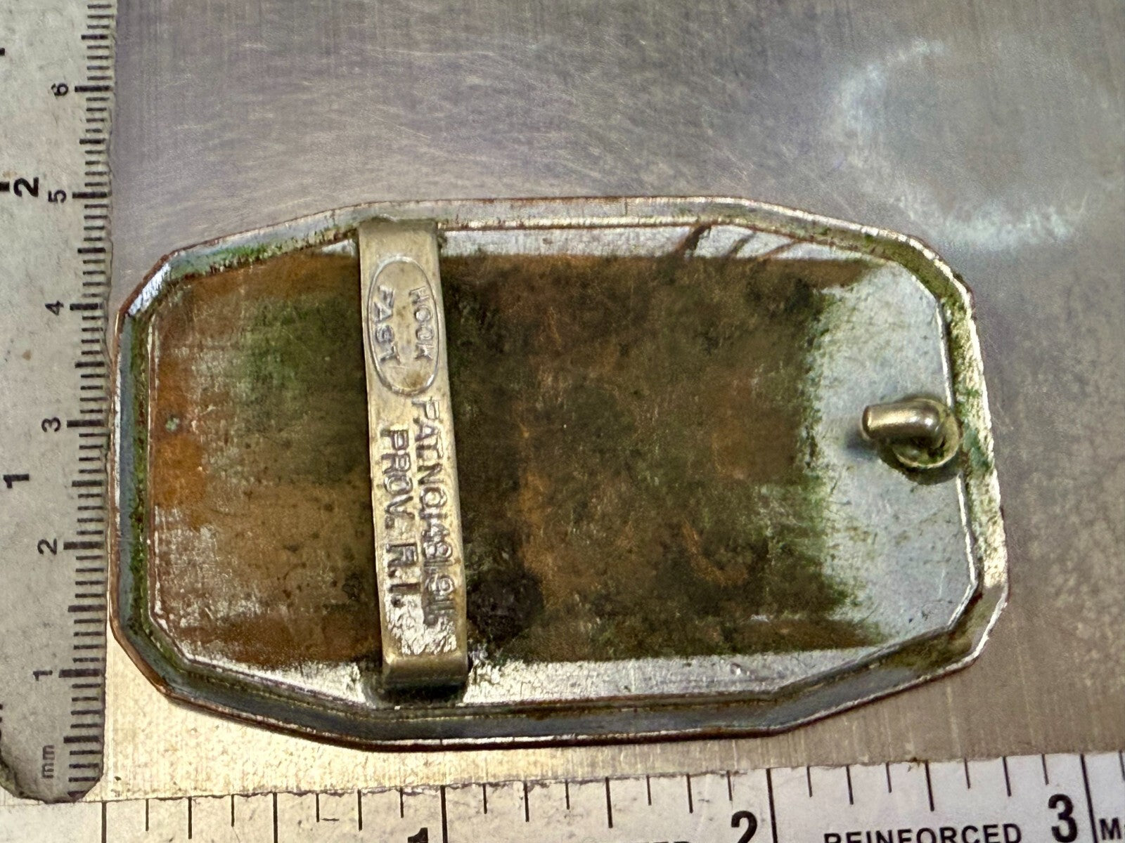 Three Letter AAA Logo Symbol Unknown? WOW Co Antique Hook-Fast Belt Buckle