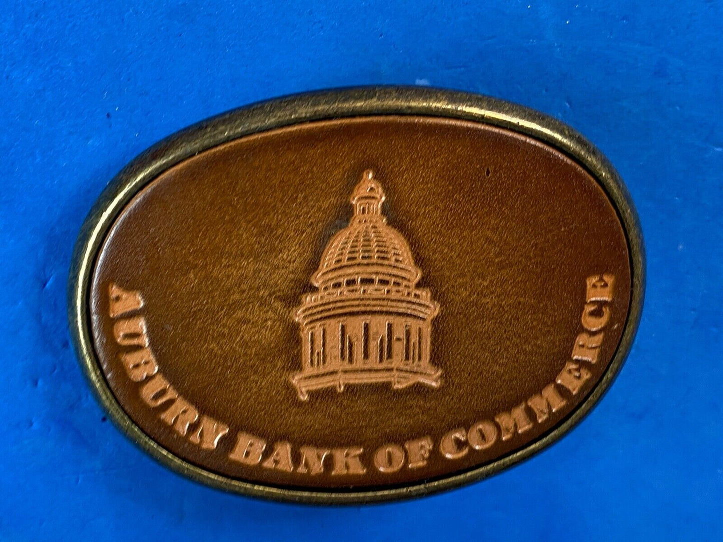 Auburn bank of commerce vintage Leather belt buckle by elcid
