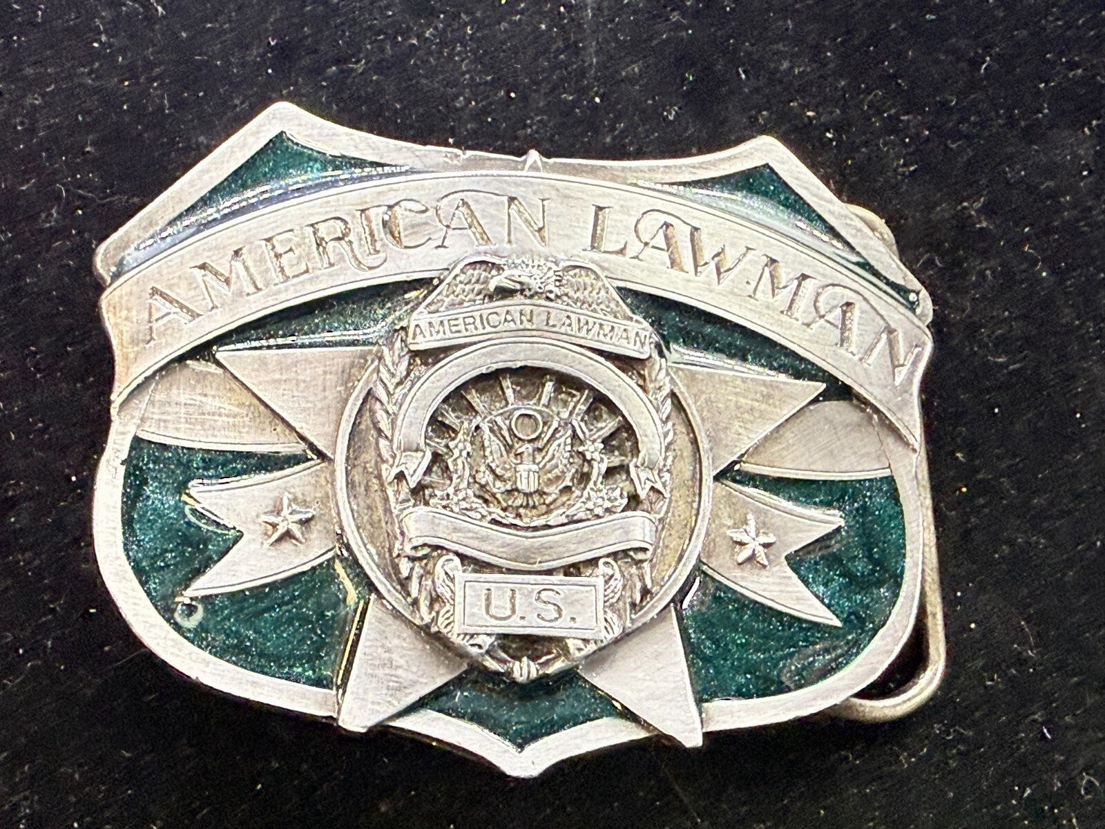 United States American Lawman To Served & Protect VTG 1986 Siskiyou Belt Buckle
