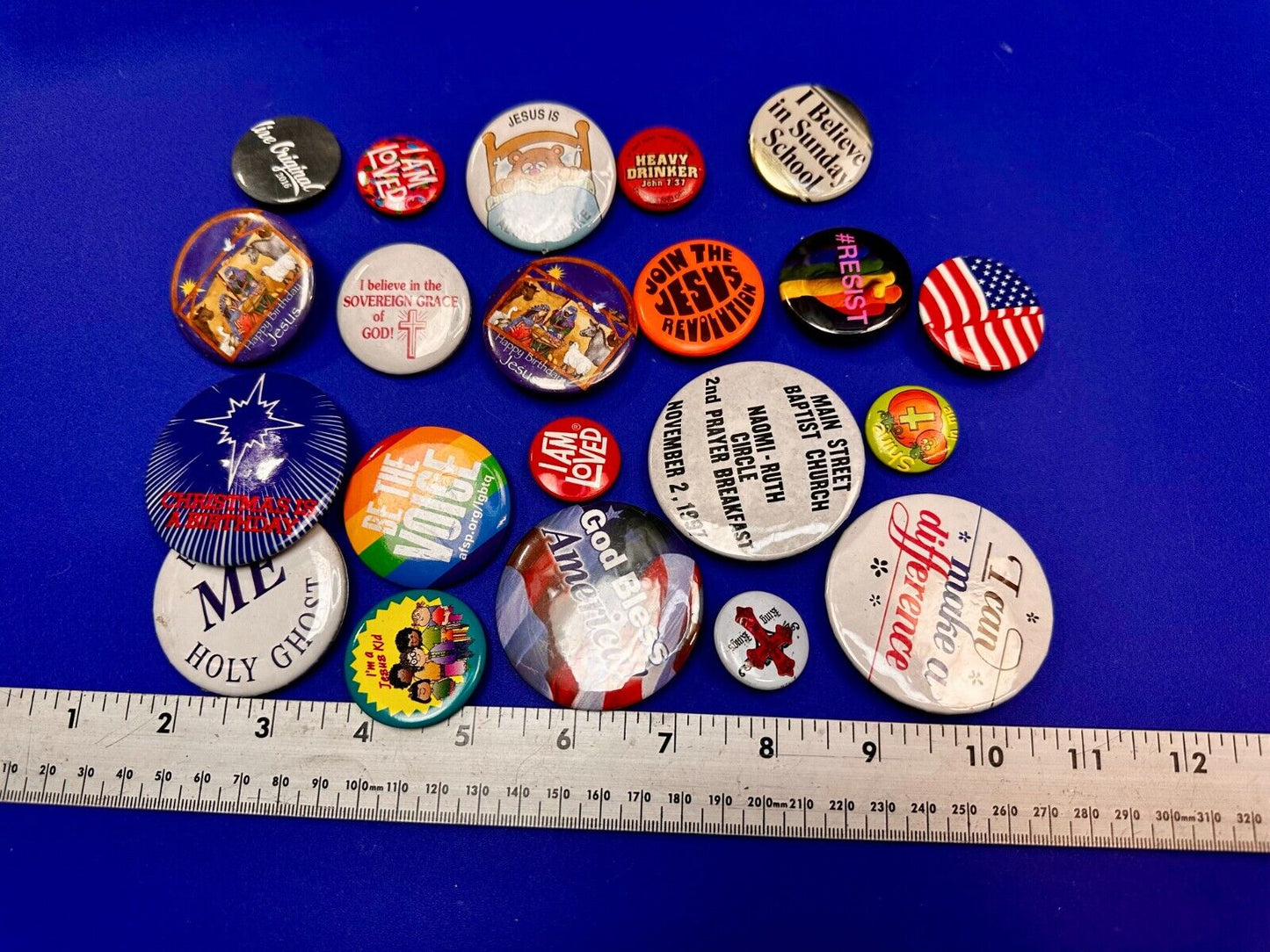 20 Religious Button Pins Pinbacks Mixed Lot Grab Bag Resale Gifts!