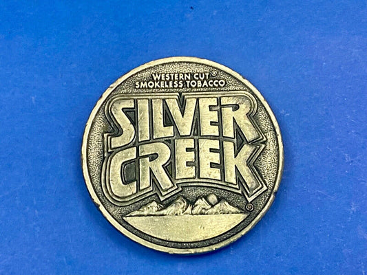 Vintage 1982 Western Cut Smokeless Tobacco Silver Creek Siskiyou Belt Buckle