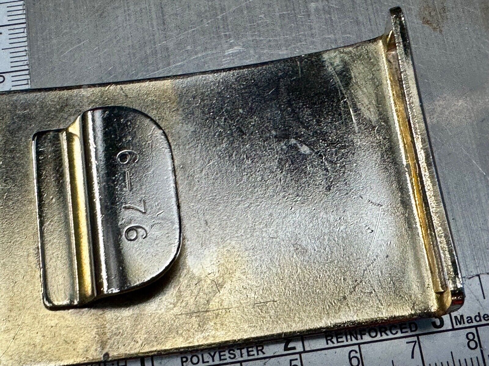 USMC Marine Corp NCO Dress Belt Plate Plain Belt Buckle 6-76 -some discoloration