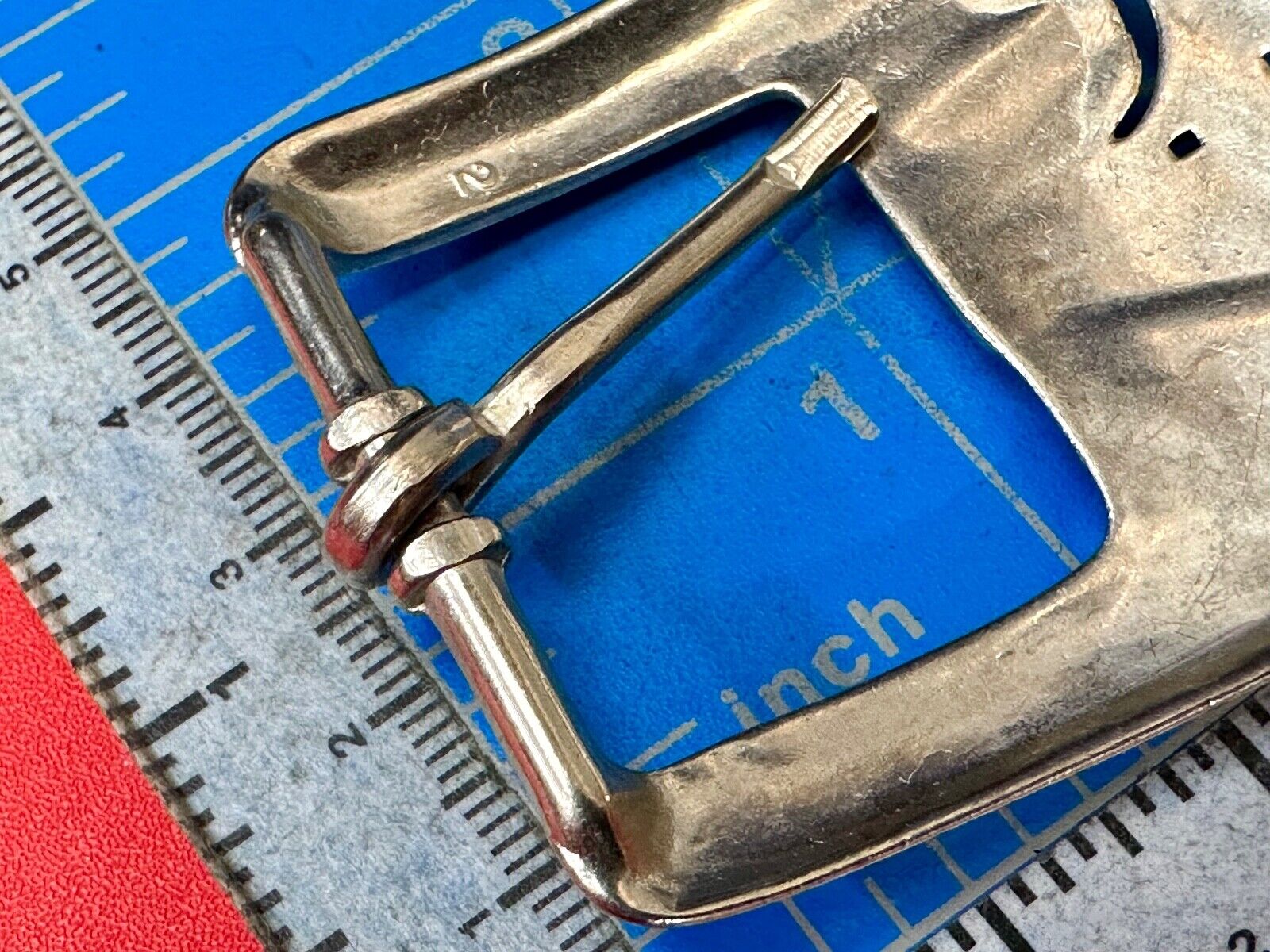 Vintage Letters Initials SZ silver tone cutout belt buckle