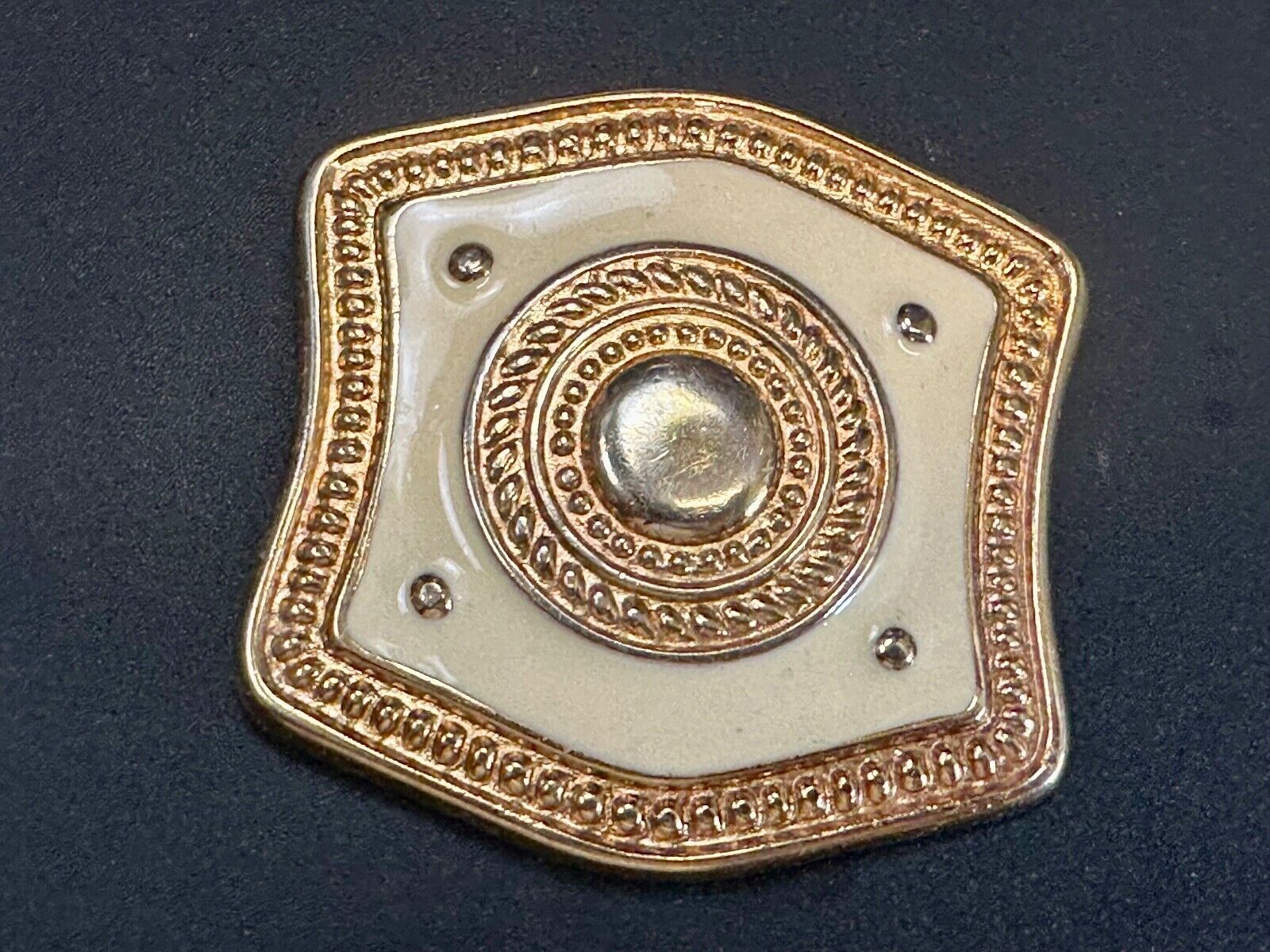 80's retro gold & cream color scarf slide