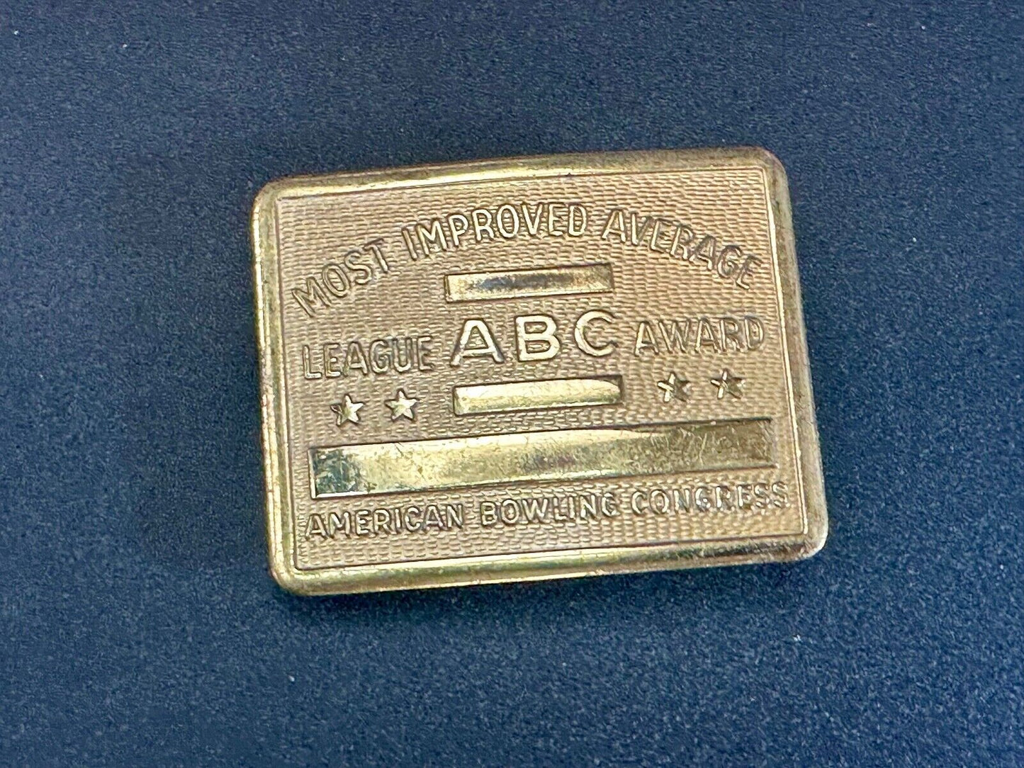 ABC Bowling League Award - NOT engraved most improved trophy NOS belt buckle