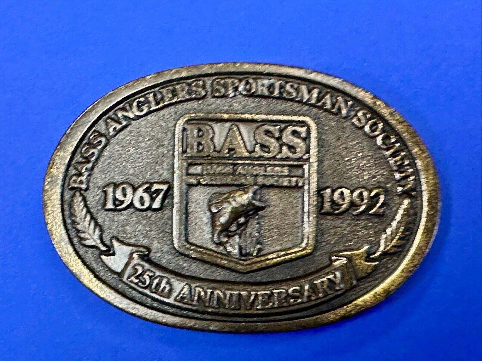 BASS 25th Anniversary Belt Buckle Bass Anglers Sportsman Society 1967 1992