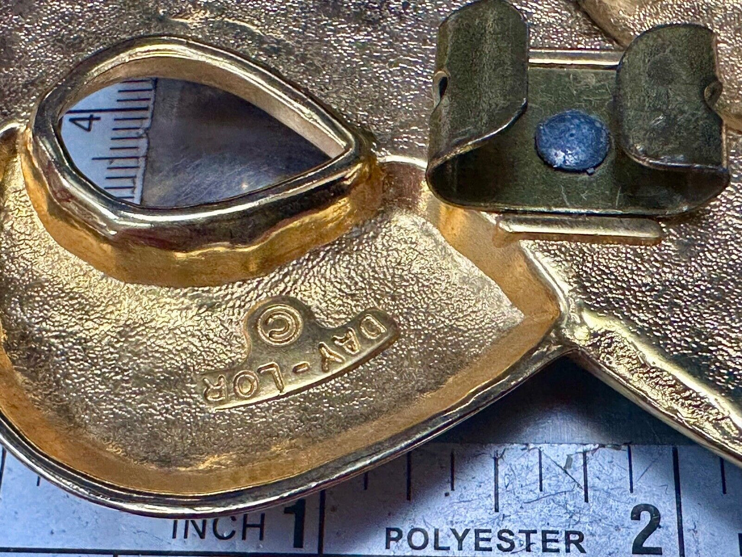 Vintage Day Lor signed gold & silver tone signed scarf shoe clip belt buckle