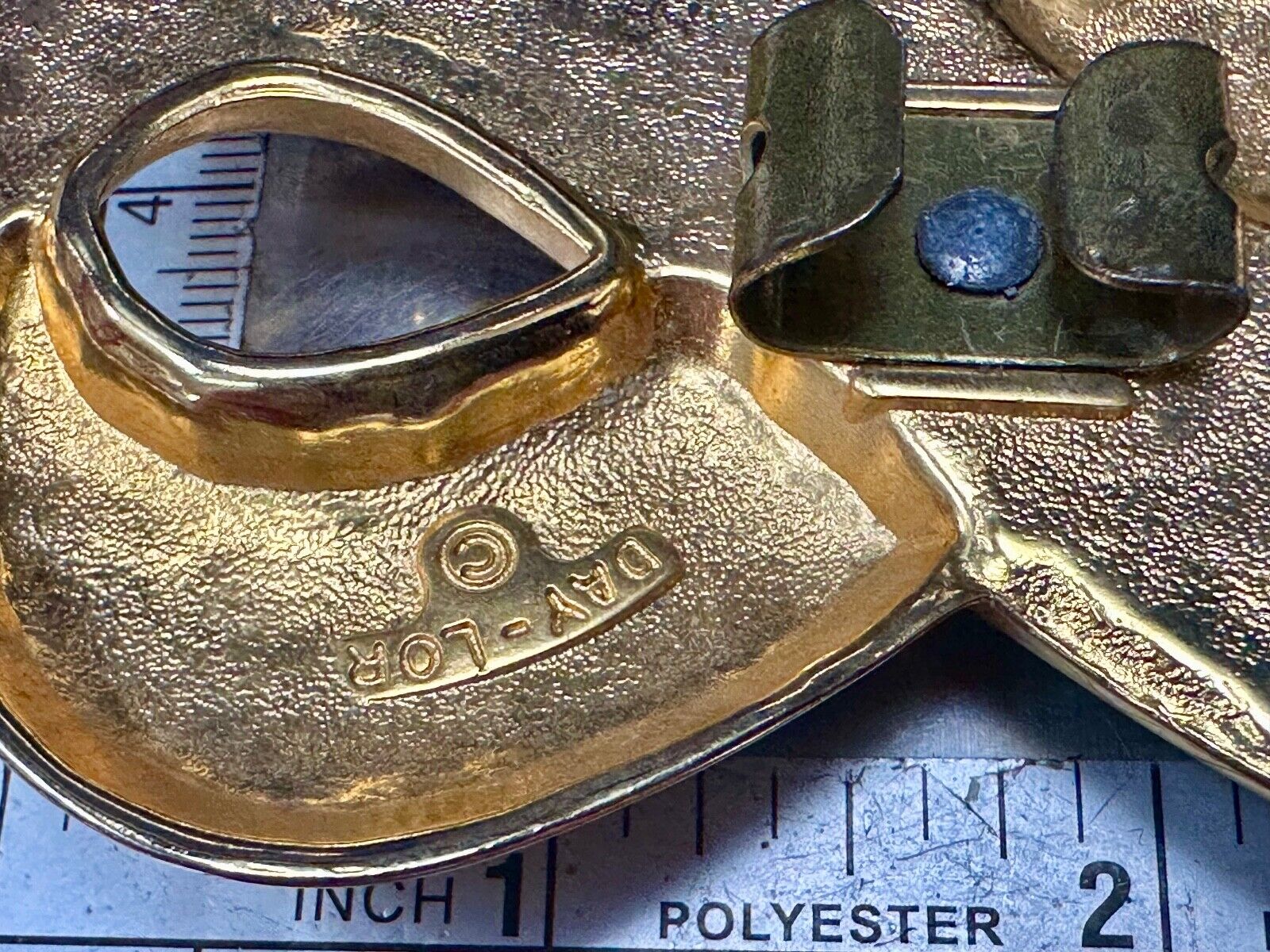 Vintage Day Lor signed gold & silver tone signed scarf shoe clip belt buckle