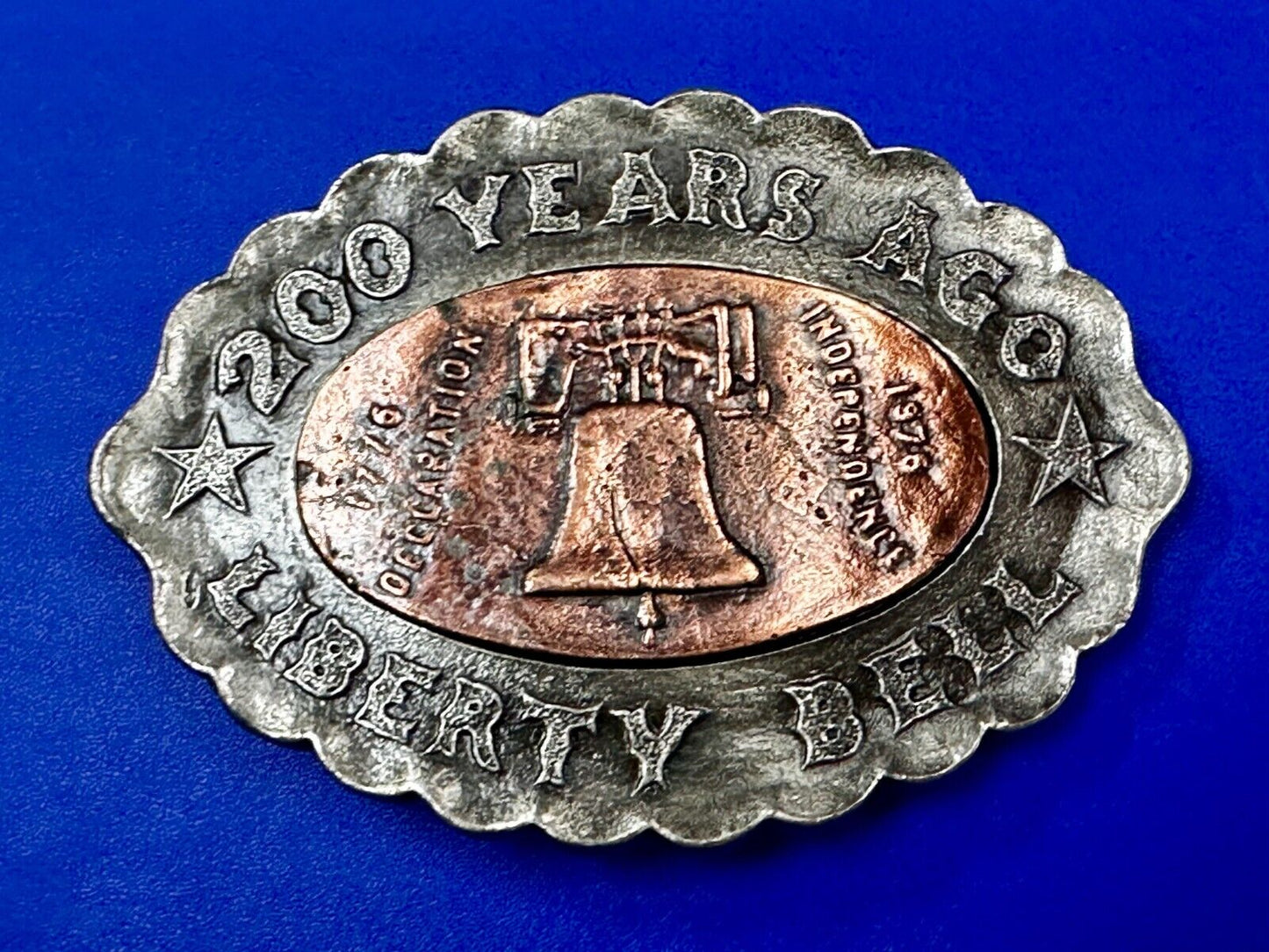 Usa Liberty Bell 200 Year Celebration Two Tone Patriotic Bergamot Belt Buckle