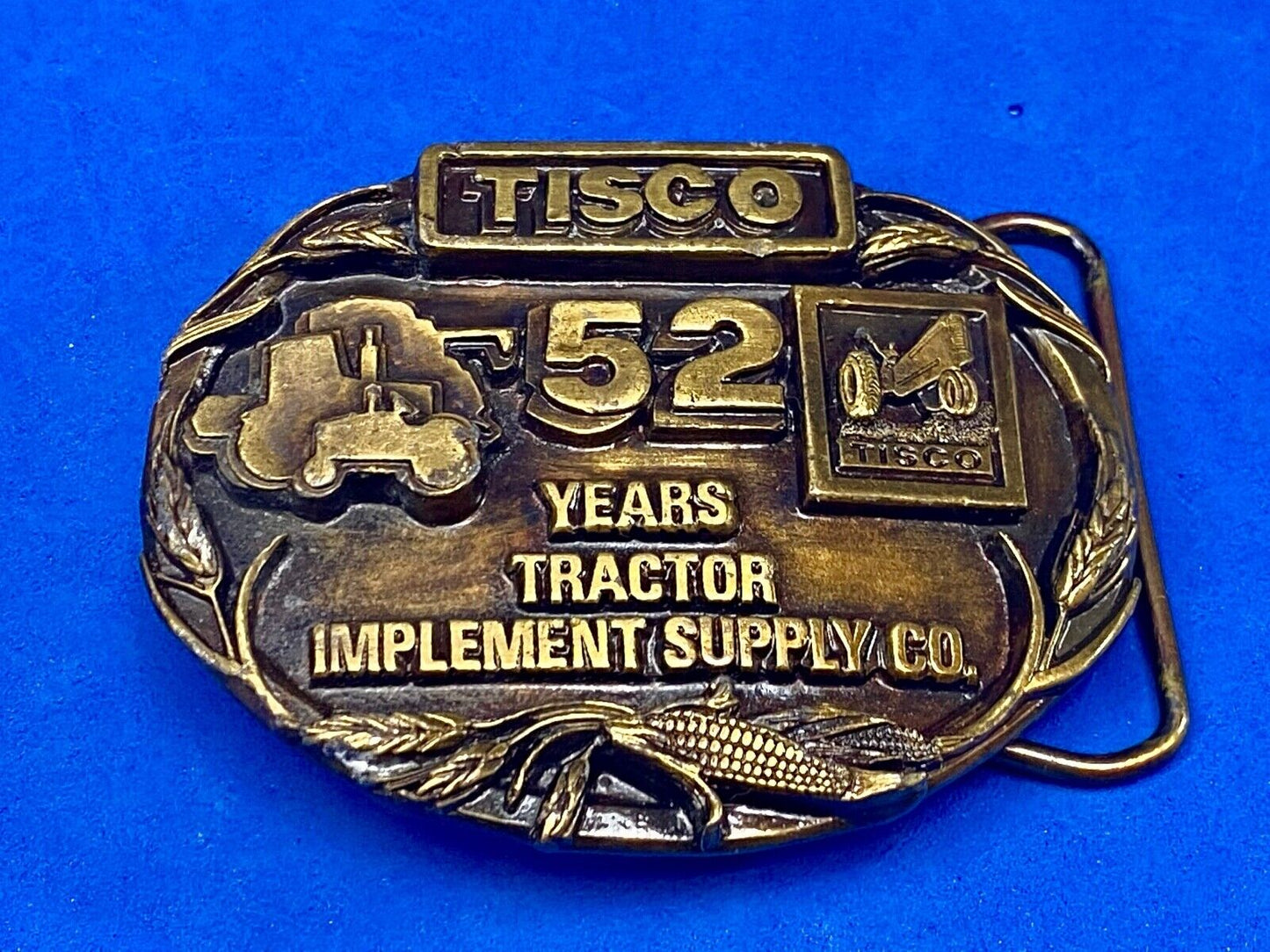 Vtg. Tisco Tractor Implement Supply Agriculture Farm Farming 52 Year Belt Buckle