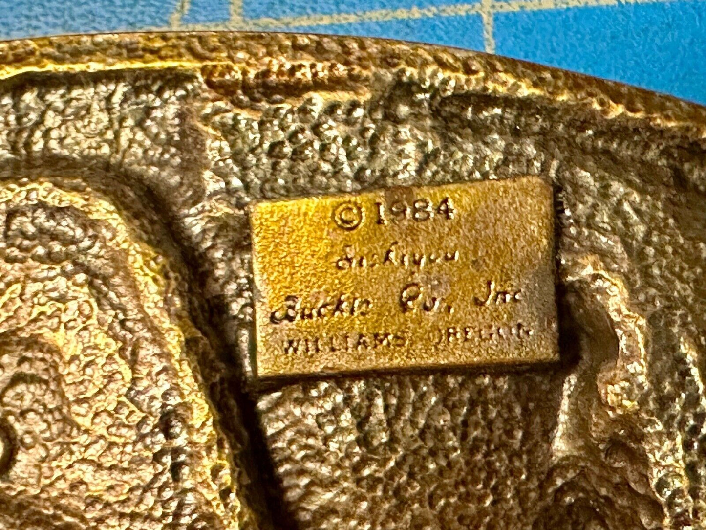 Alaska Gold Rush Mining Panning gold tone Vintage 1984 Siskiyou Belt Buckle