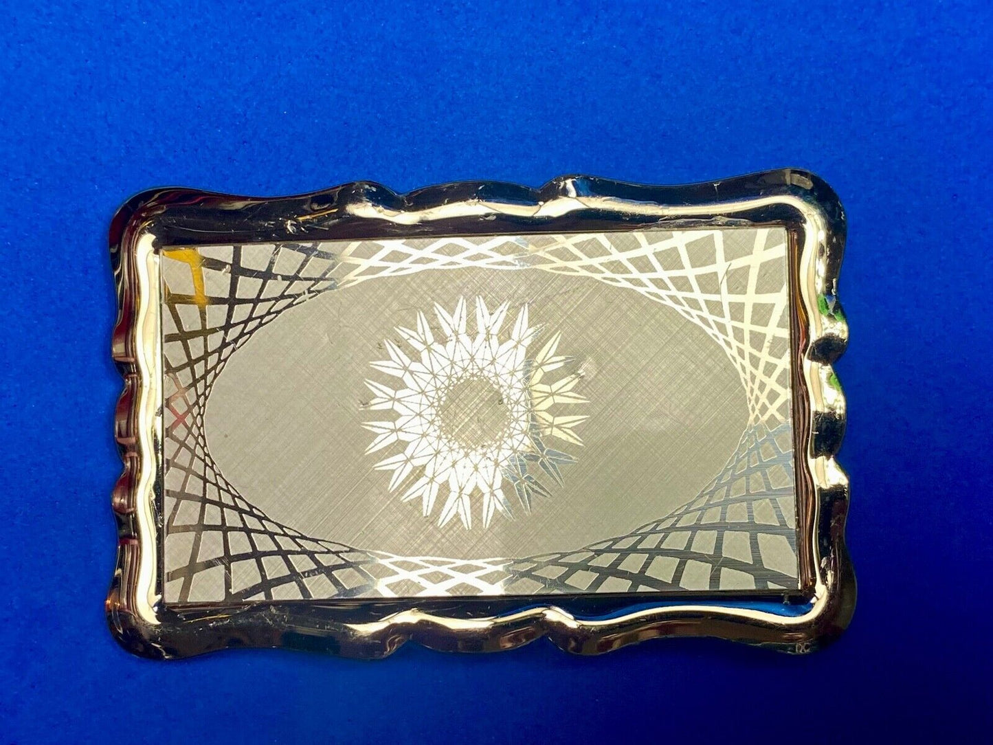 Vintage Etched Star Western Burst Pattern /  Swirl Belt Buckle 