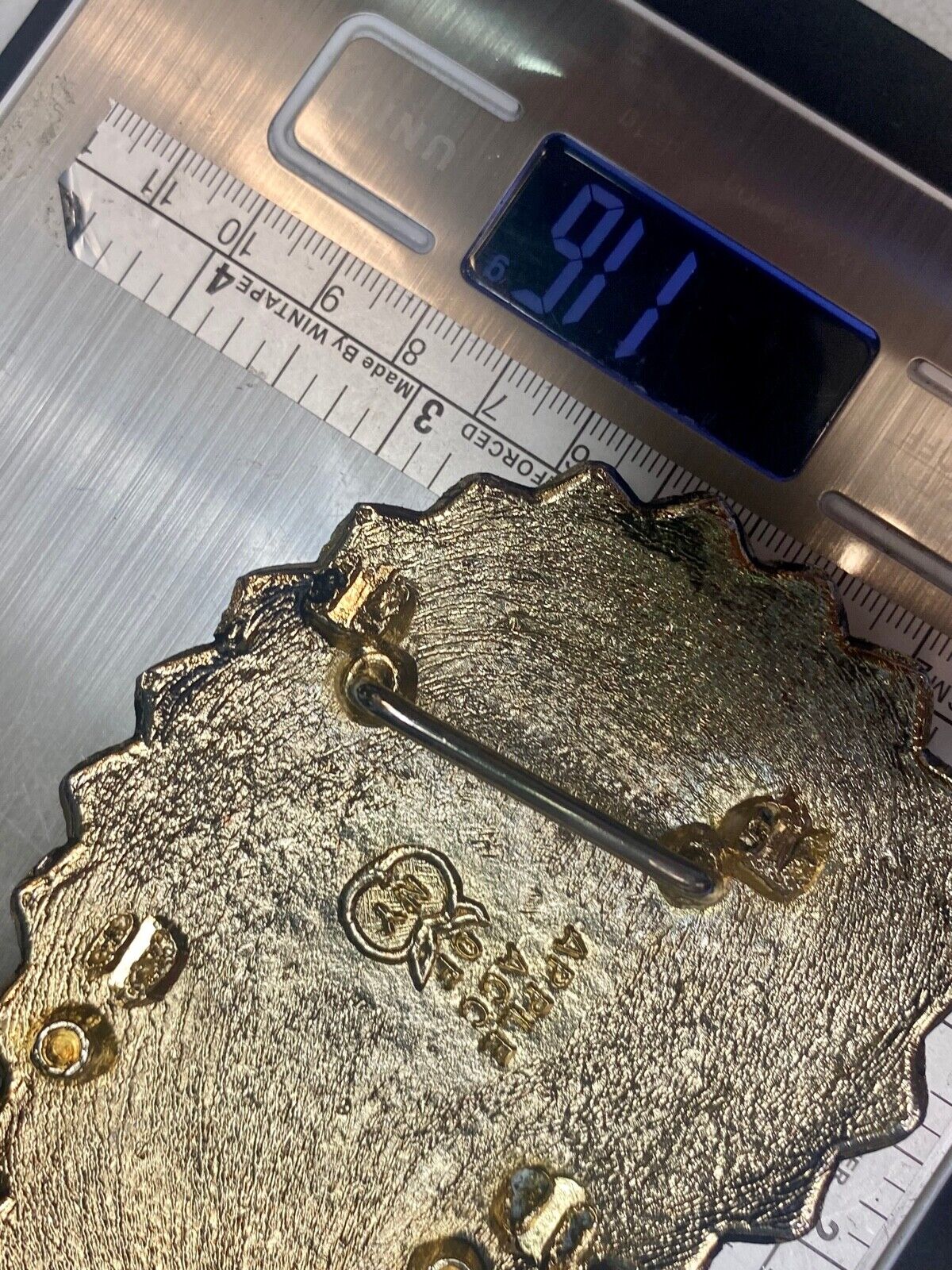 Apple Acc Of New York Marked Large Gold Tone Retro Belt Buckle