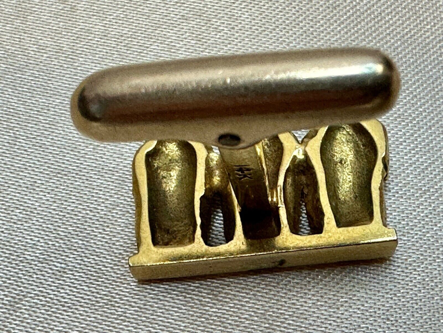 Three Wise Monkeys Speak, See, Hear No Evil  Antique 14K Gold Single Cufflink 6g