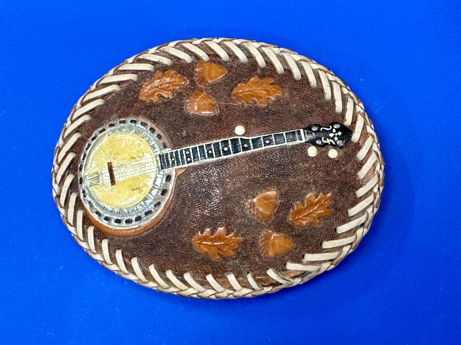 Banjo Country Music Bluegrass Pickers Gorgeous Snake Skin Vintage Belt Buckle