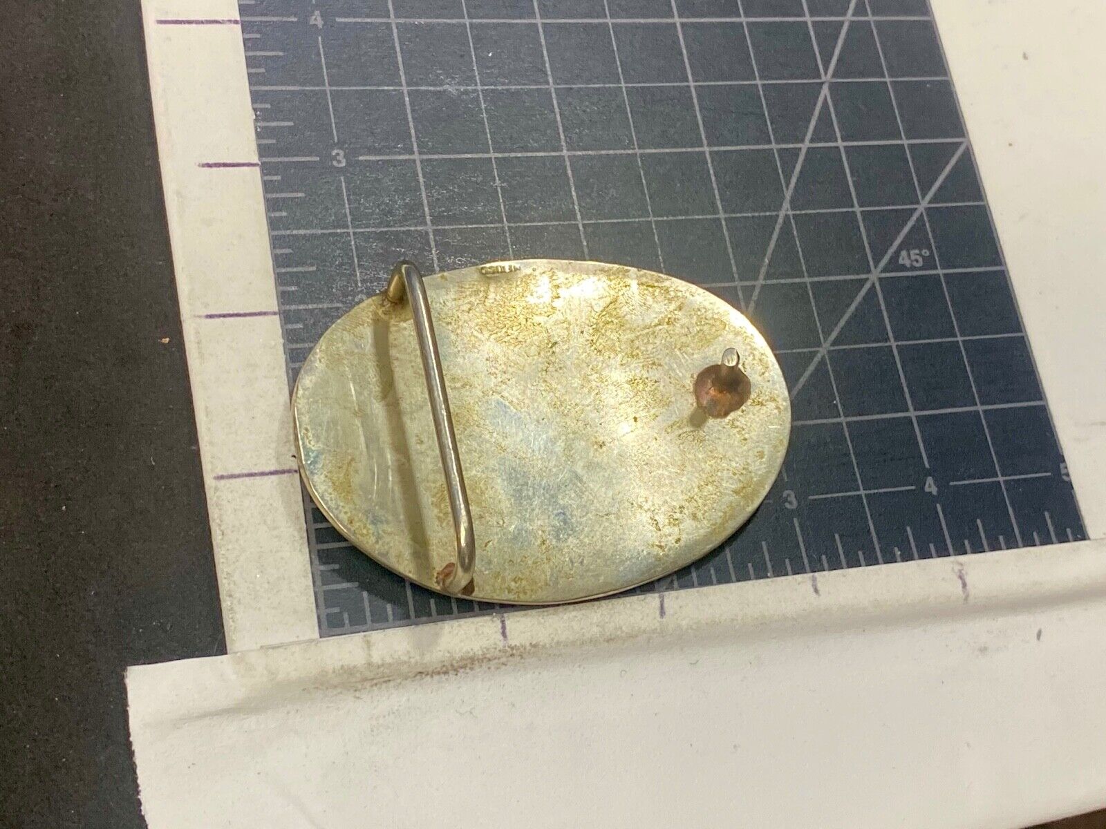 Vintage Inlaid Mother of Pearl MEXICO Spelled Out country belt buckle 