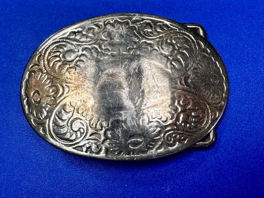 Vintage 3" wide western flower swirl design belt buckle