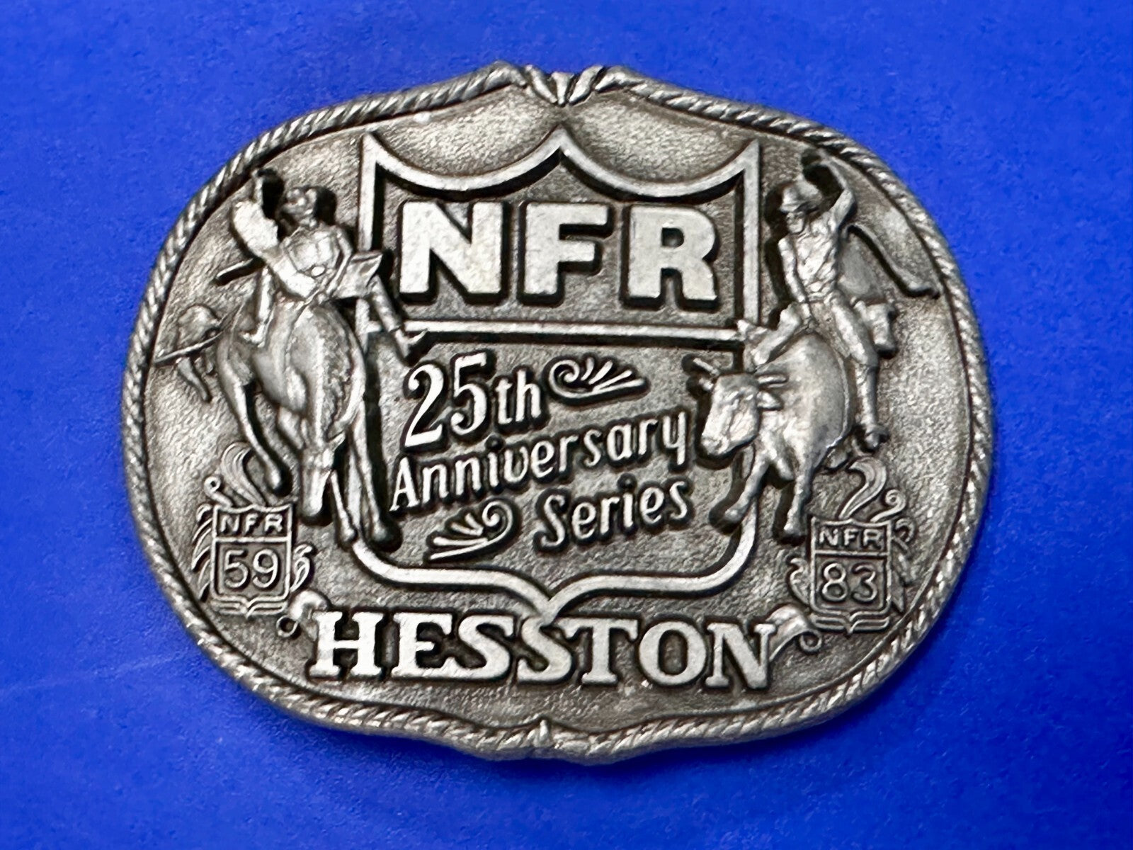 1983 Hesston NFR National Finals Rodeo Cowboys 25th aniversary Belt Buckle